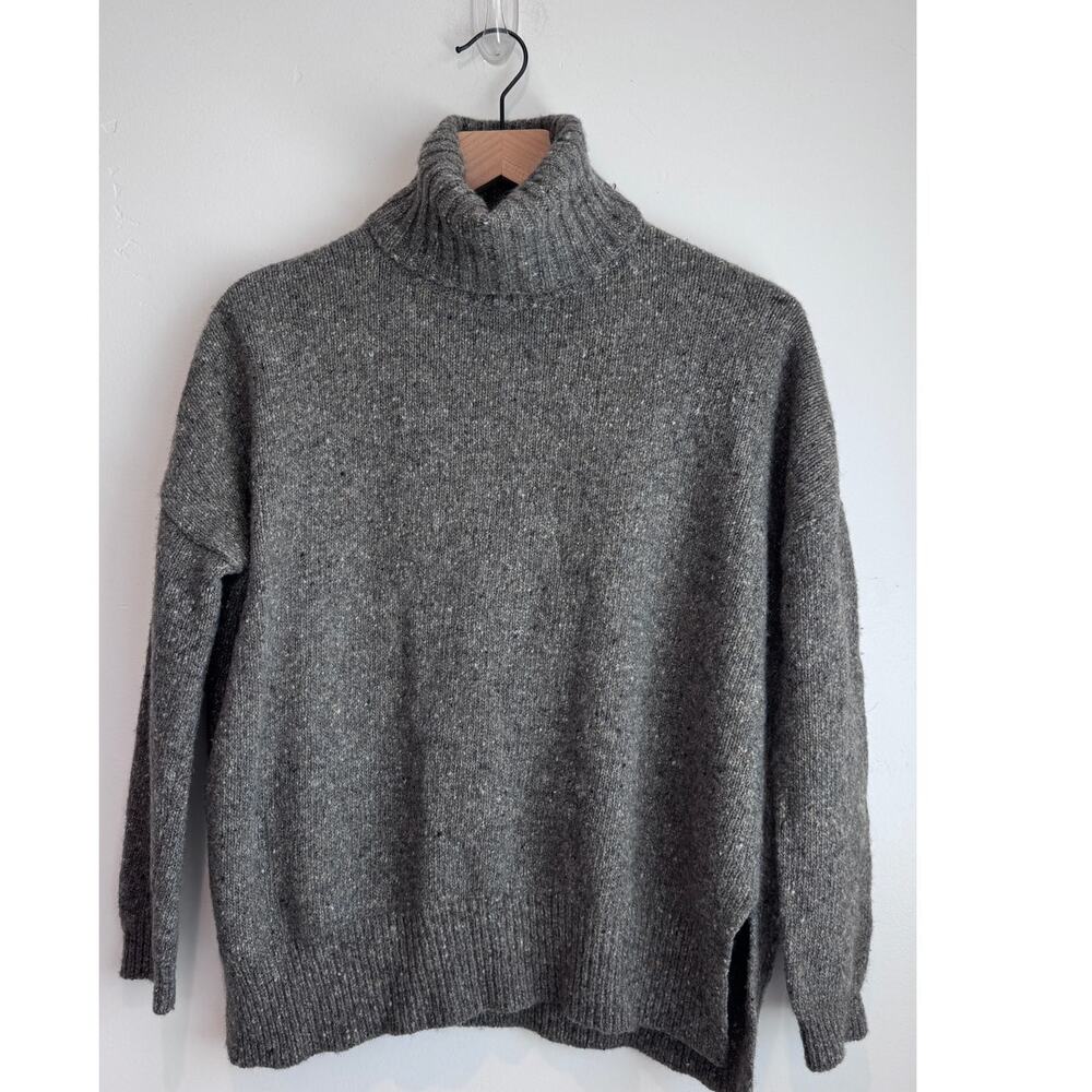 Vince Speckled Wool Turtleneck Sweater Grey XS